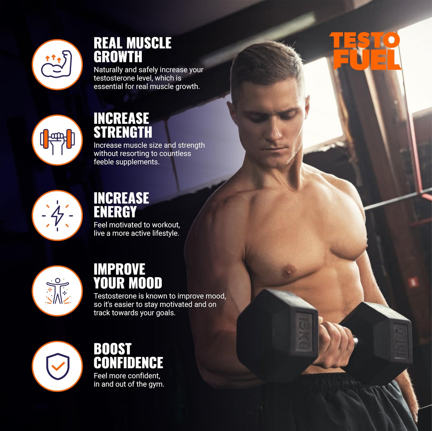 TestoFuel - 120 Testosterone Booster Pills for Men - 100% Natural Ingredients
