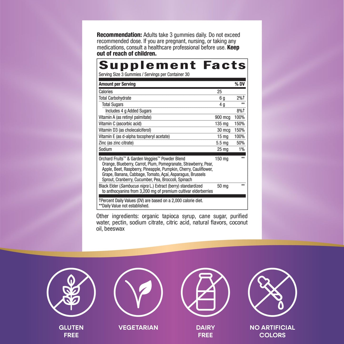 Nature's Way Alive! Immune Support* Gummies with Elderberry Extract, Vitamins C & D3, Zinc, No Gluten, Grape & Cherry Flavored, 90 Vegetarian Gummies (Packaging May Vary)