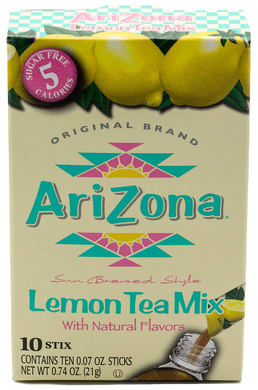 Arizona Lemon Iced Tea Stix SugarFree 10 Count Box Pack of 1 Low Calorie Single Serving Drink Powder Packets Just Add Water for a Deliciously Refreshing Iced Tea Beverage