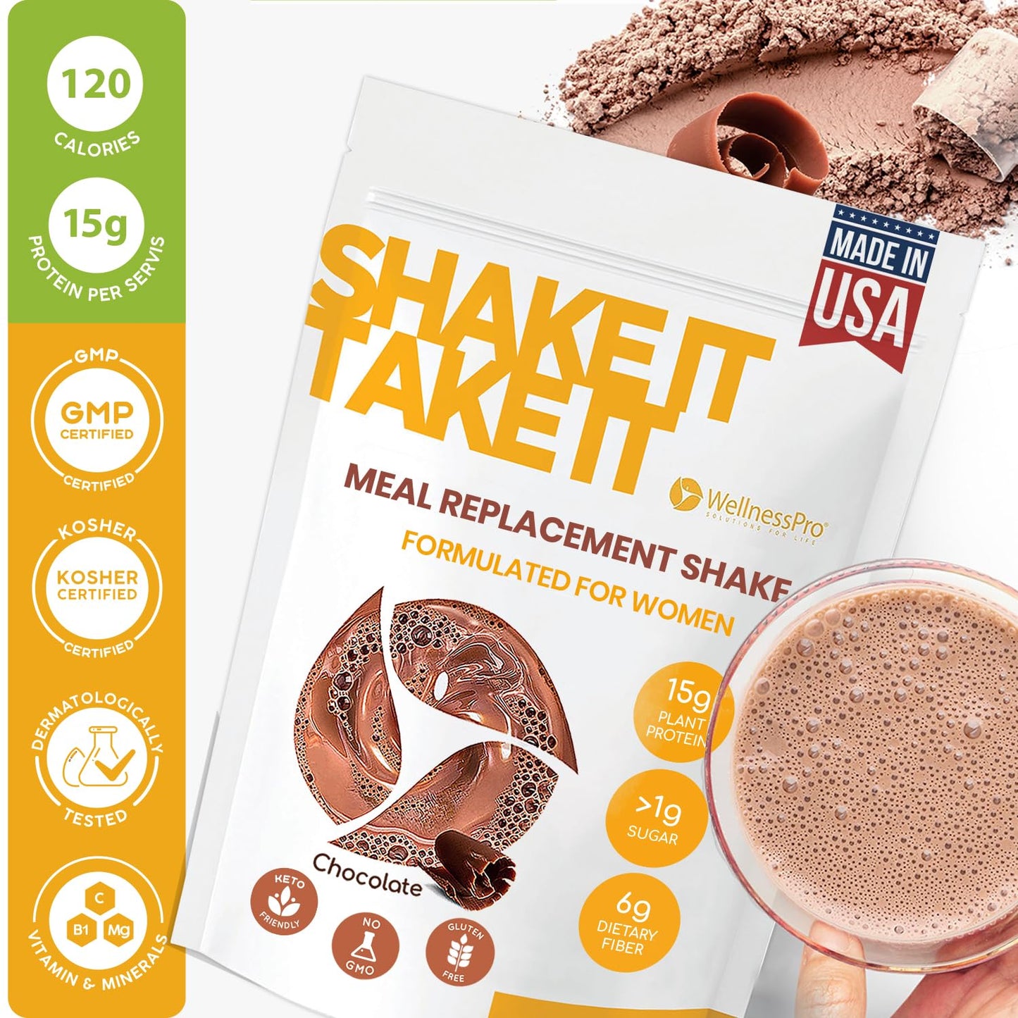 HARMONIFY Meal Replacement Shake for Women with Chocolate Flavor, Keto Friendly, Kosher Protein Powder, Pre & Probiotics for Easy Digestion, No Sucralose Included, 16,9 Oz