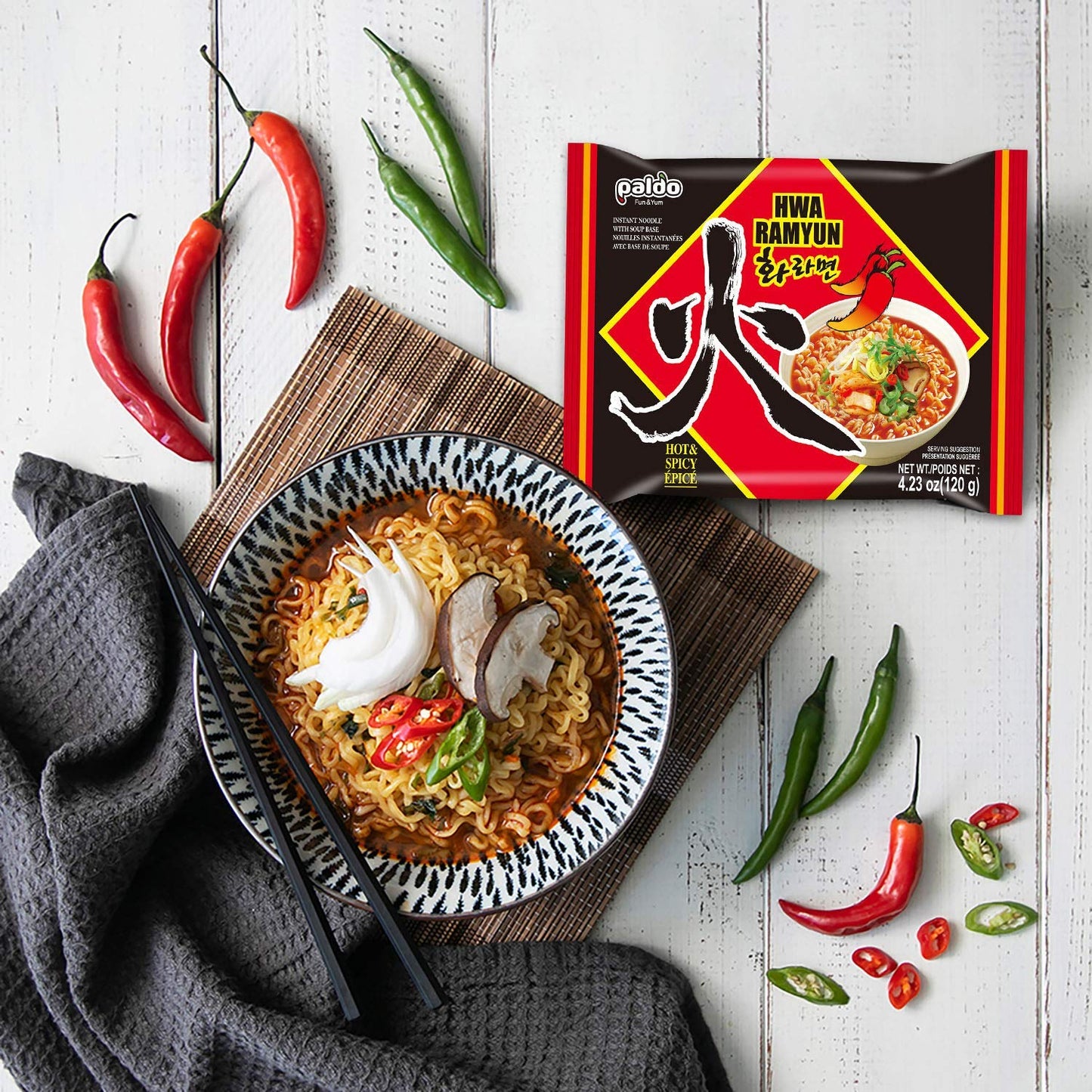Paldo Hwa Hot Spicy Ramen 2115 Ounces