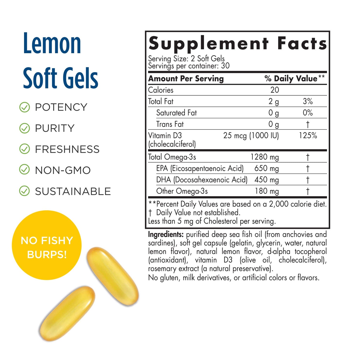 Nordic Naturals ProOmega-D, Lemon Flavor - 60 Soft Gels - 1280 mg Omega-3 + 1000 IU D3 - High-Potency Fish Oil - EPA & DHA - Brain, Eye, Heart, & Immune Health - Non-GMO - 30 Servings