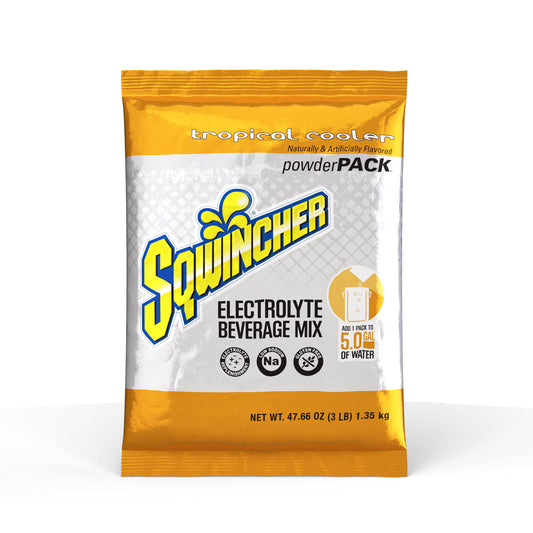 Sqwincher Powder Pack Tropical Cooler Flavor Electrolyte Drink Concentrate 4766 oz Packet Pack of 16