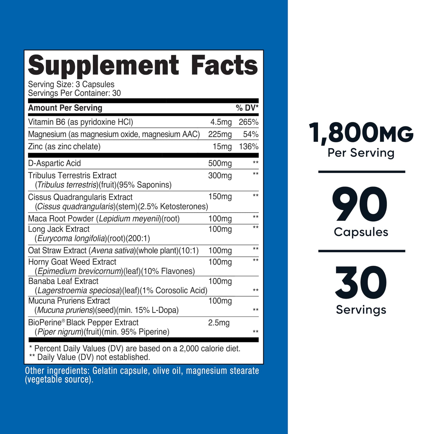 Nutricost Testosterone Support Complex (90 Capsules) -1800mg Per Serving