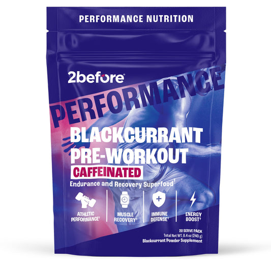 2before Blackcurrant I All Natural Vegan Pre Workout, with 120mg Caffeine I Clean Energy, Endurance, Recovery I Pre Workout Women and Men I 20 Servings Pouch I Informed Sports Certified