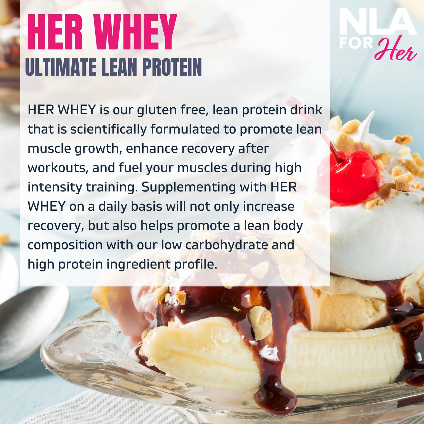 Her Whey (Peanut Butter Banana Split) -1.7 lb tub-Whey Isolate for Women (25 Servings, 20g Protein) Fitness Recovery, Builds Optimal Lean Muscle, Quick Absorbing, Appetite Weight Control, Low Calorie