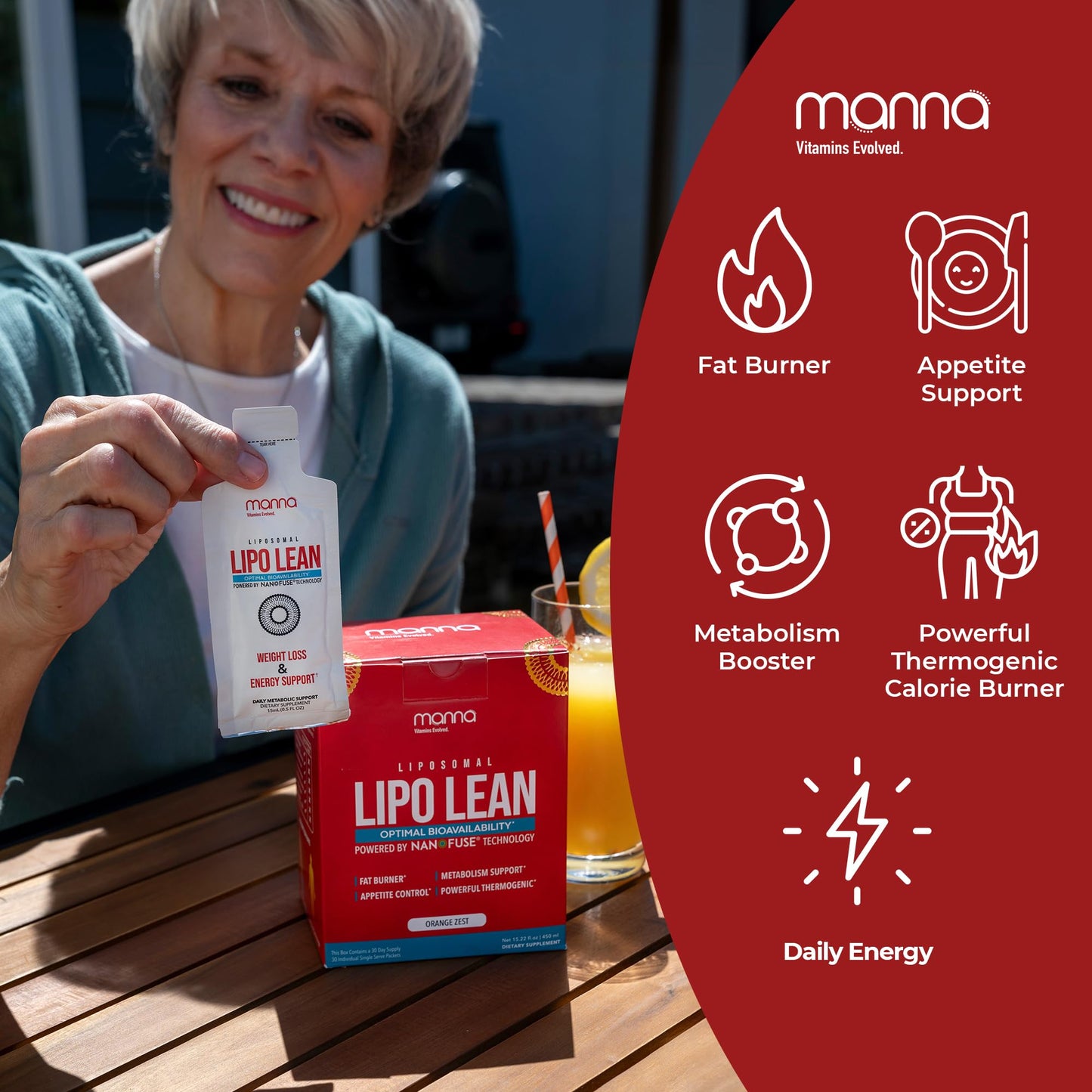 Manna Liposomal Lipo Lean - Fat Burner - Appetite Suppressant for Weight Loss Women & Men