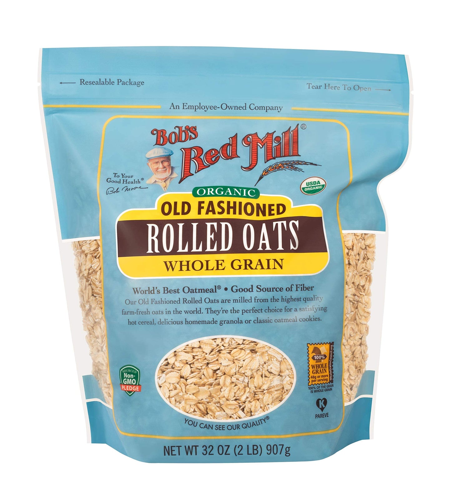 Bobs Red Mill Organic Old Fashioned Rolled Oats 32ounce Pack of 4