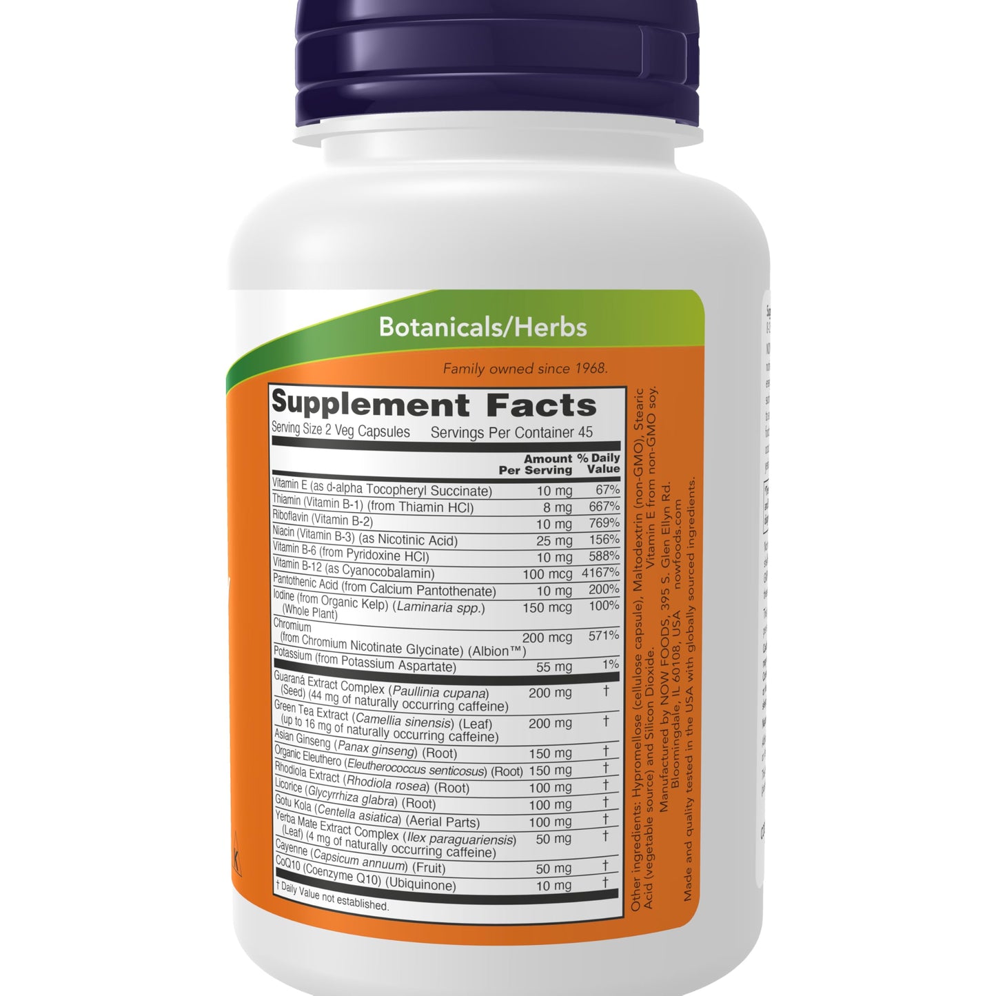 NOW Foods Supplements, Energy Dietary Supplement (lncludes B Vitamins, Green tea, Panax Ginseng and Rhodiola), 90 Capsules