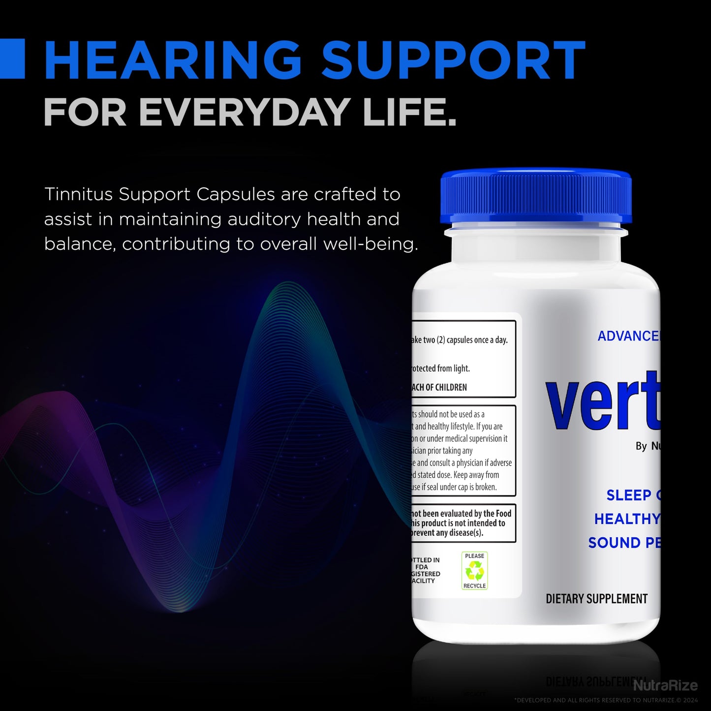 VertiFree Capsules, Original VertiFree for Ear Health, Premium Pills to Maintain Healthy Hearing, Advanced Hearing Support Formula, Official Verti Free Review (60 Capsules)