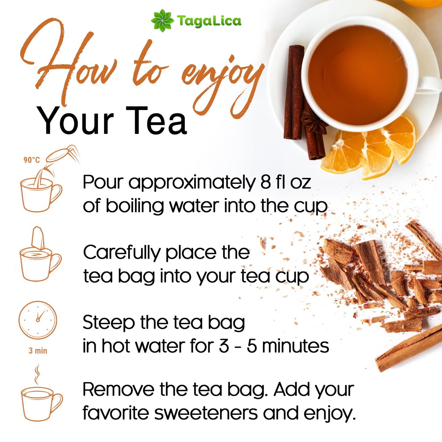 Tagalica 25 Cinnamon Tea Bags 100 Natural  Pure from Cinnamon Sticks Cinnamon Herbal Tea Cinnamon Stick Herbal Spice Tea No Sugar No Caffeine No Gluten Vegan
