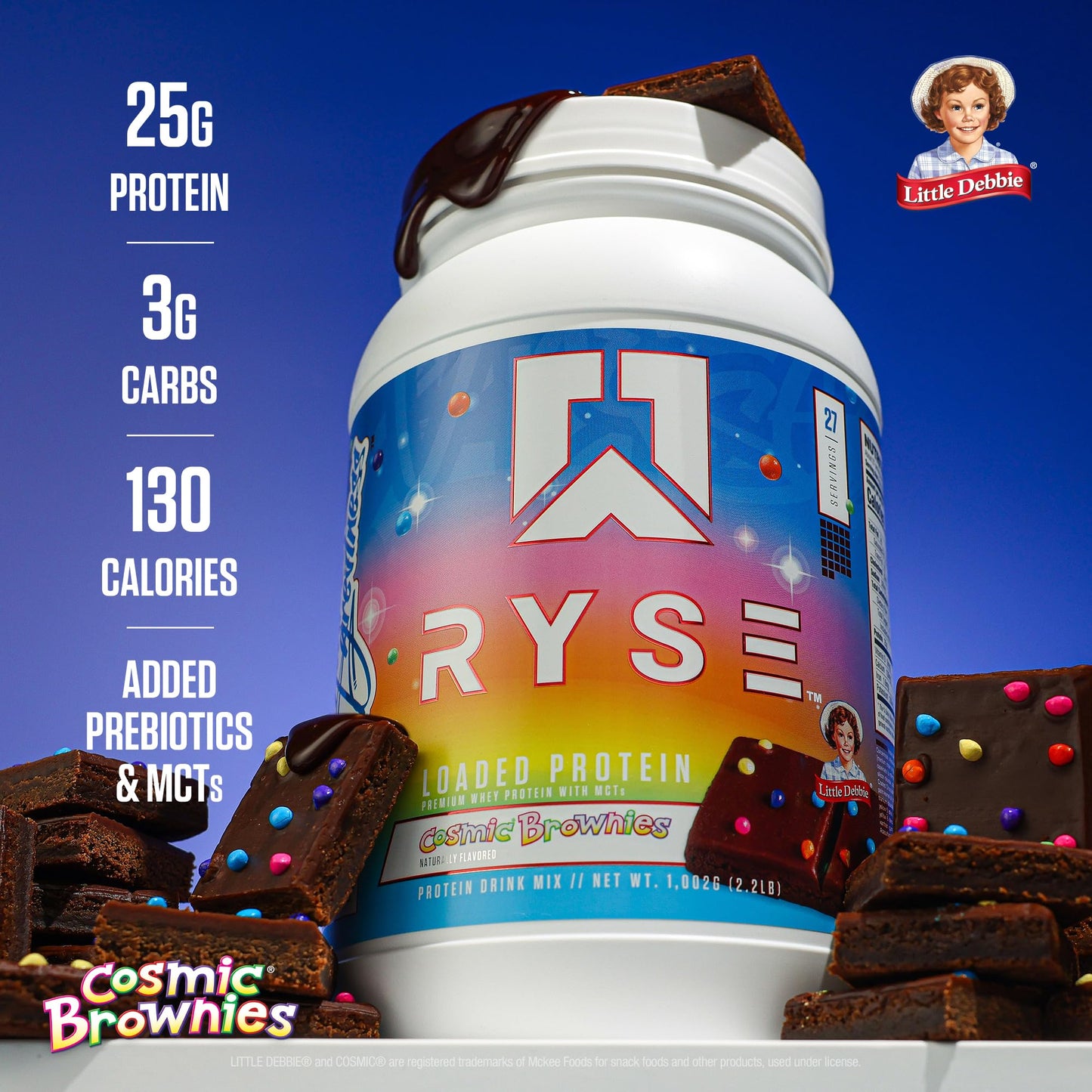 Loaded Premium Whey Protein with MCTs - Little Debbie Cosmic Brownies (2.3 Lbs. / 27 Servings)