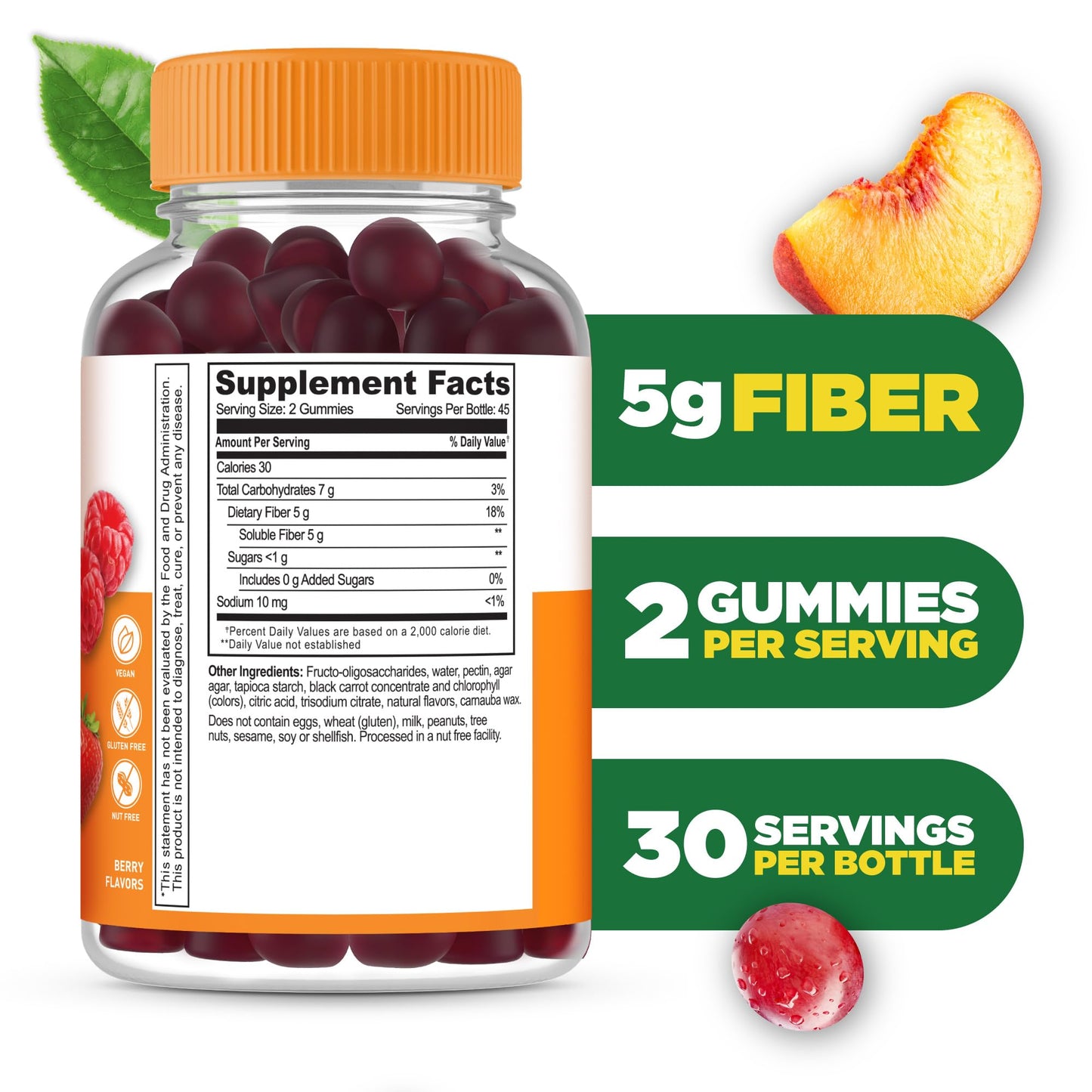Lifeable Prebiotic Fiber Gummies for Adults | 5g | Great Tasting Fiber Supplement Gummies | Prebiotic Gummies for Digestive Health | High Fiber Gummies for Women, Men | 90 Gummies