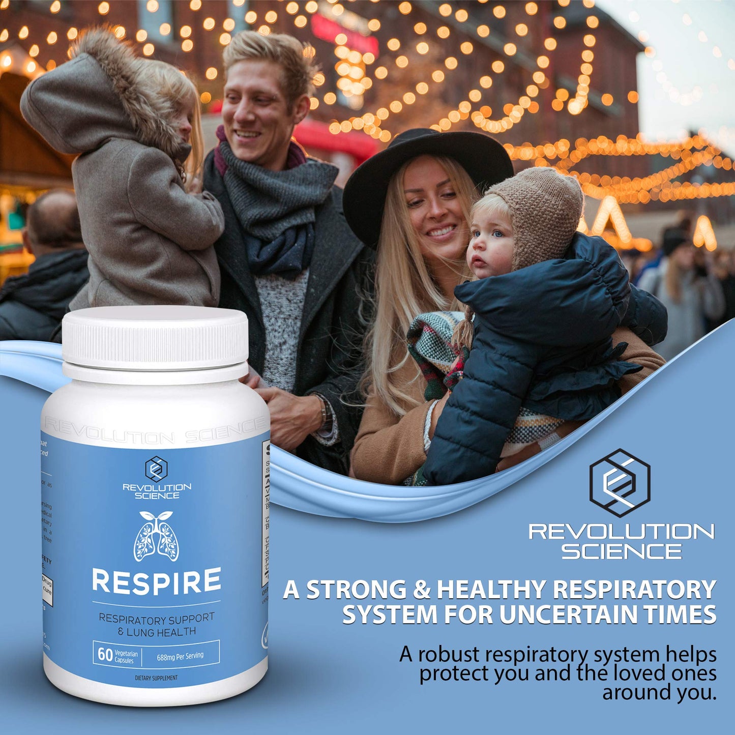 Revolution Science Respire Lung Support Supplement - Lung Cleanse & Lung Detox, Lung Health Formula with Quercetin, Bromelain & Butterbur for Clear Lungs, Breathing & Bronchial Support - 60 Capsules