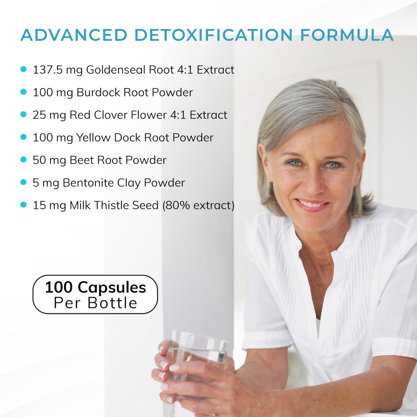 LA Cleanse Detoxifier Flush Detox Supplements - 100 Capsules - 137.5 mg Goldenseal Root with Burdock Root Powder, Yellow Dock Root, & Milk Thistle Seed - Body Cleanse Detox for Women and Men