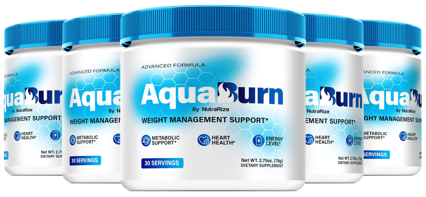 NutraRize (5 Pack) AquaBurn - Premium Powder Formula for Overall Health and Fitness, Aqua Burn to Support Healthy Lifestyle and Overall Well-Being, Official AquaBurn in A Jar Review (150 Servings)