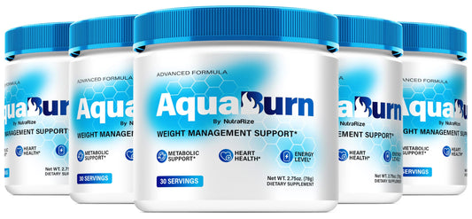 NutraRize (5 Pack) AquaBurn - Premium Powder Formula for Overall Health and Fitness, Aqua Burn to Support Healthy Lifestyle and Overall Well-Being, Official AquaBurn in A Jar Review (150 Servings)