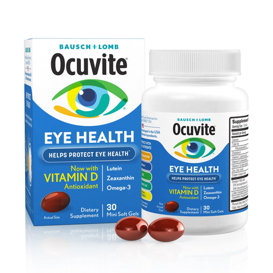 Ocuvite Eye Health Formula Eye Vitamin & Mineral Supplement with Lutein, Zeaxanthin and Omega-3 from Bausch + Lomb, 30 Soft Gels