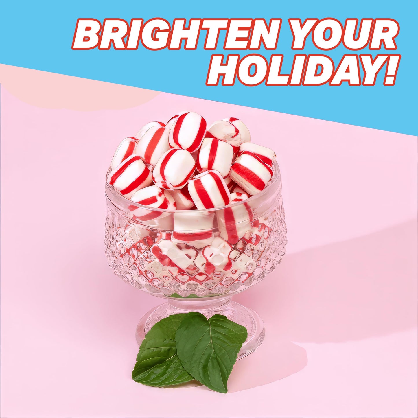 Soft Peppermint Candy Puff Christmas Mints  2 Pounds Approx 175 Pieces  Mints Individually Wrapped Christmas Candy