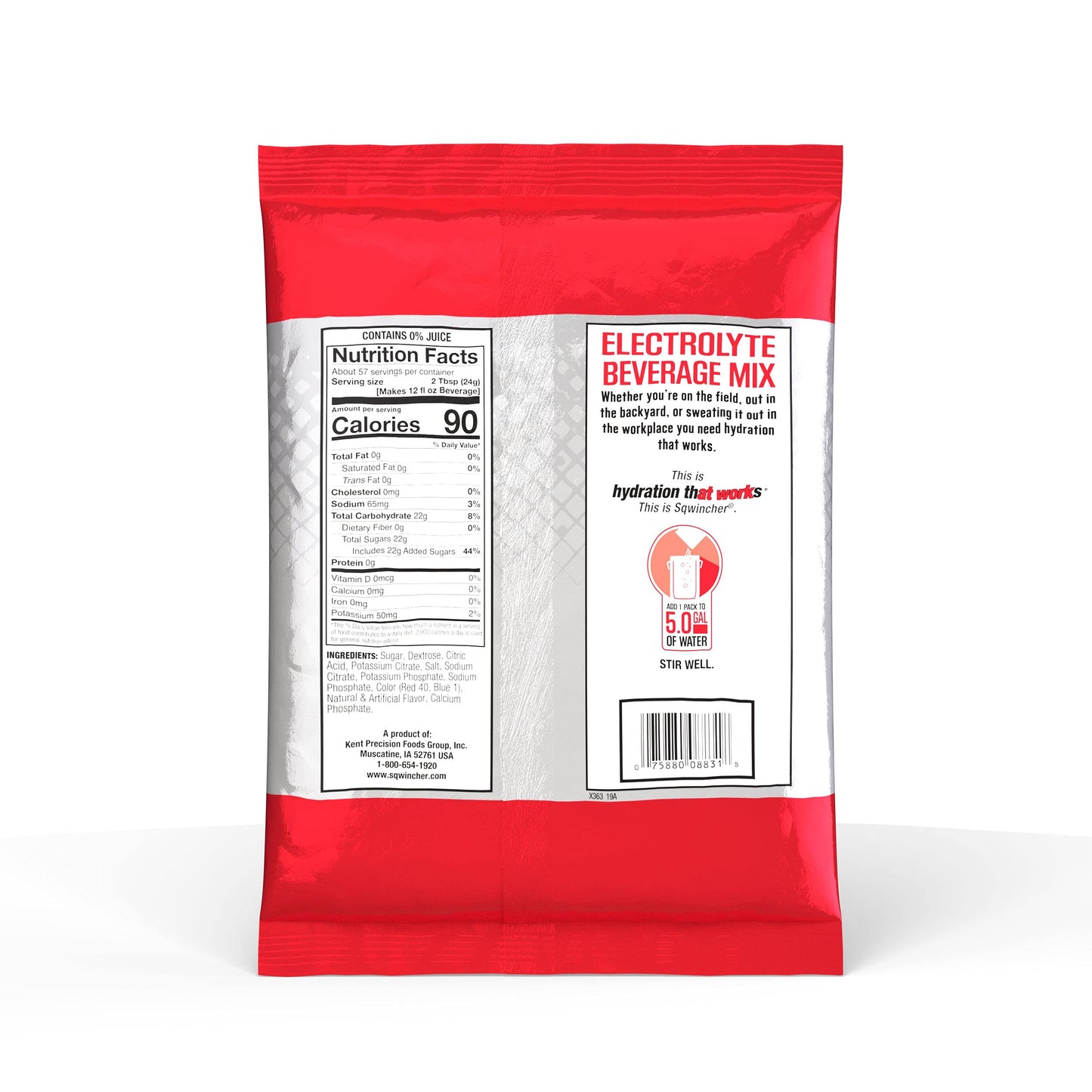 Sqwincher Powder Concentrate Electrolyte Replacement Beverage Mix, 5 gal, Fruit Punch 016405-FP (Case of 16)