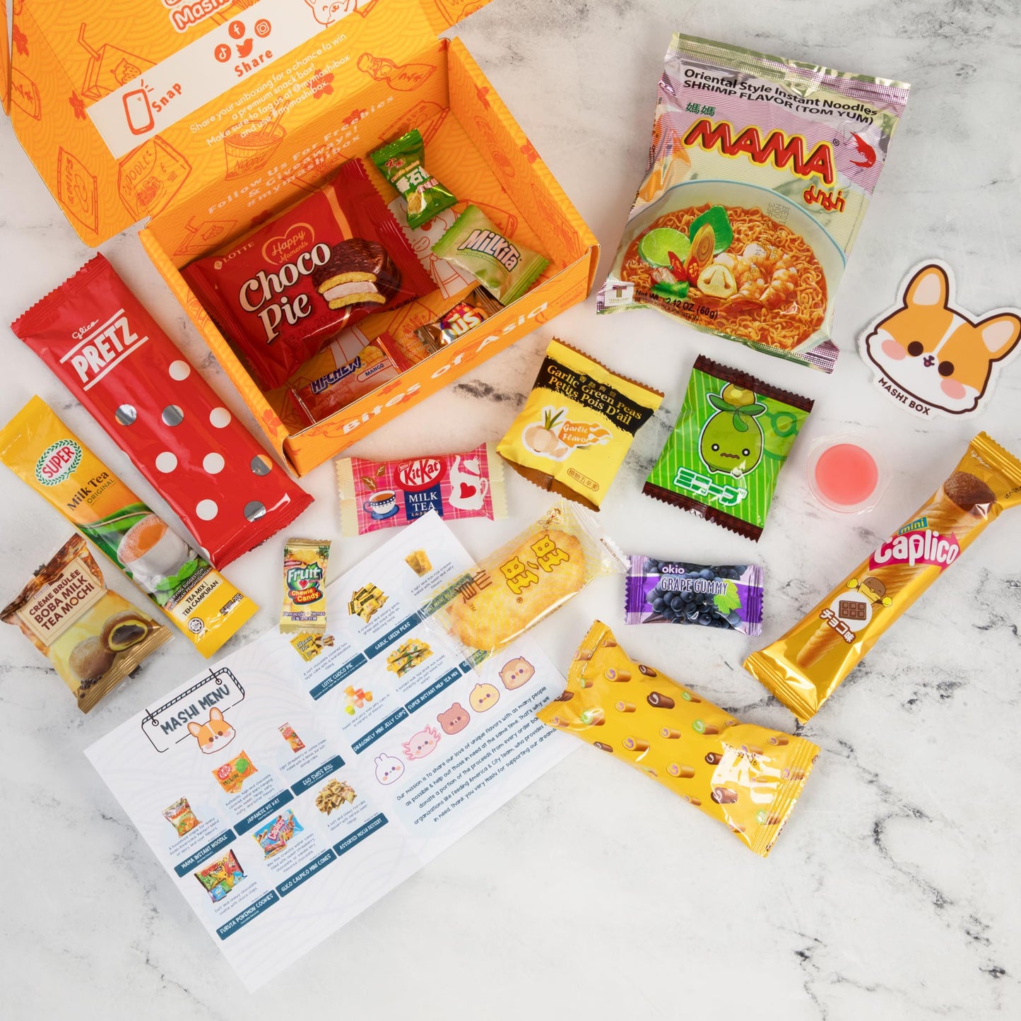 Mashi Box Asian Mystery Mini Snack Box  18 Items  Includes 1 Full Sized Item with Snack Variety from Japan Korea China Vietnam Indonesia etc
