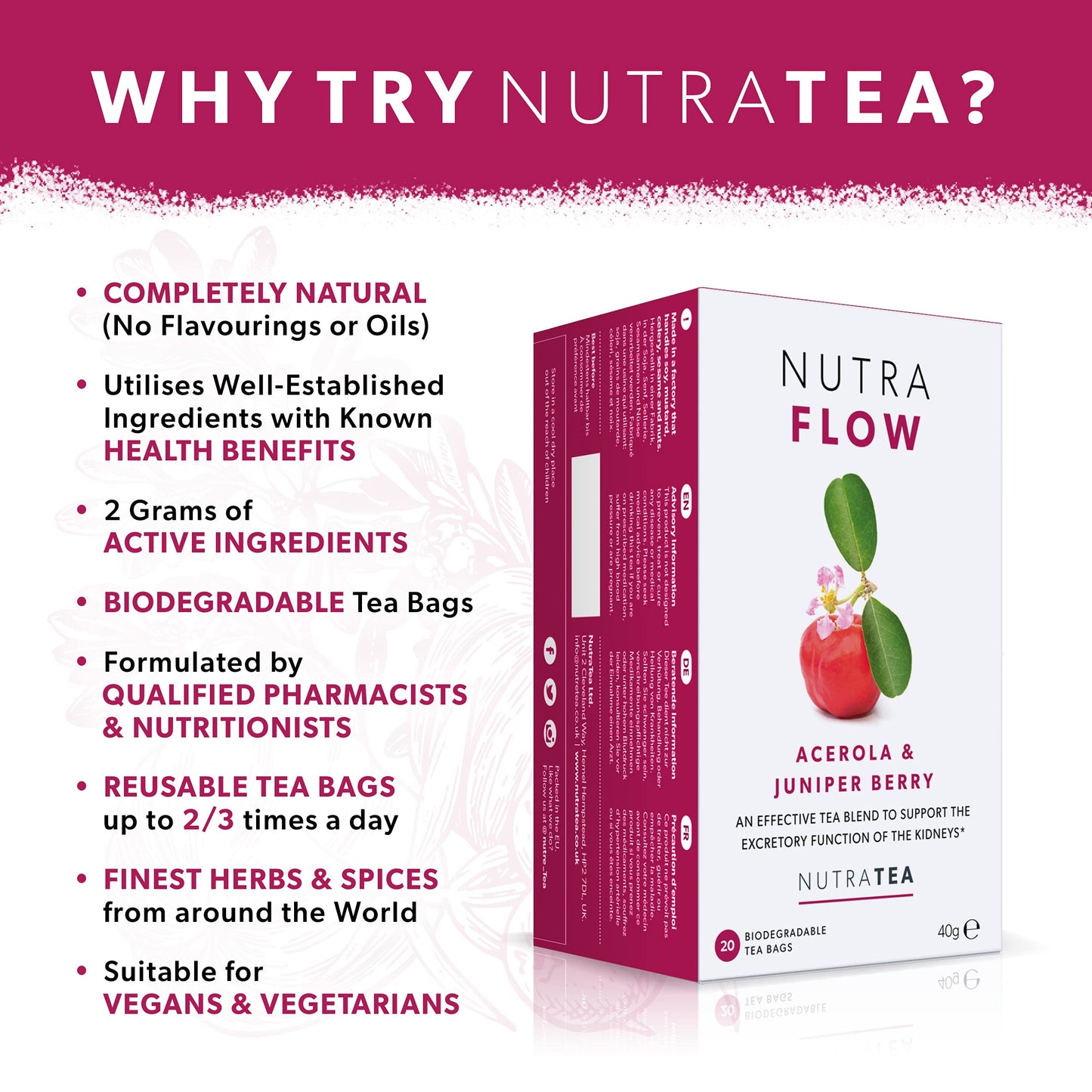 NUTRAFLOW  UTI Tea  Thrush Tea  Includes Horsetail Yarrow  Goldenseal  Eases Discomfort Within The Urinary Tract  Kidney  20 Enveloped Tea Bags  by Nutra Tea  Herbal Tea