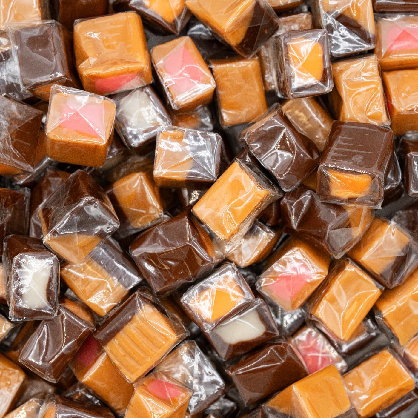 Caramel Cubes  Assorted Flavors Soft Filled Candy Individually Wrapped 2Pound Bulk Pack About 150 Count