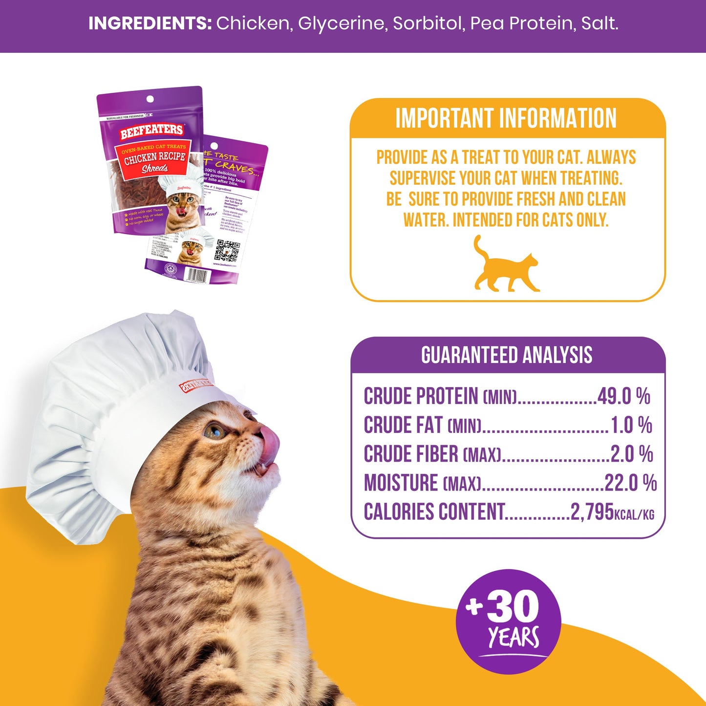 Beefeaters Cat Treat  Chicken Fillet Recipe Shreds 141oz Case of 12  Real Cat Food No SugarSoyCornWheat  High Protein  Taurine  Training Treats  No Artificial Additives