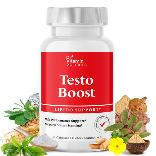 Dr. Vitamin Testo Boost Supplement for Men - Stamina, Endurance & Energy Enhancement - Male Testosterone Booster w/ Fenugreek, Tribulus, Tongkat Ali, Horny Goat Weed - 30 Capsules