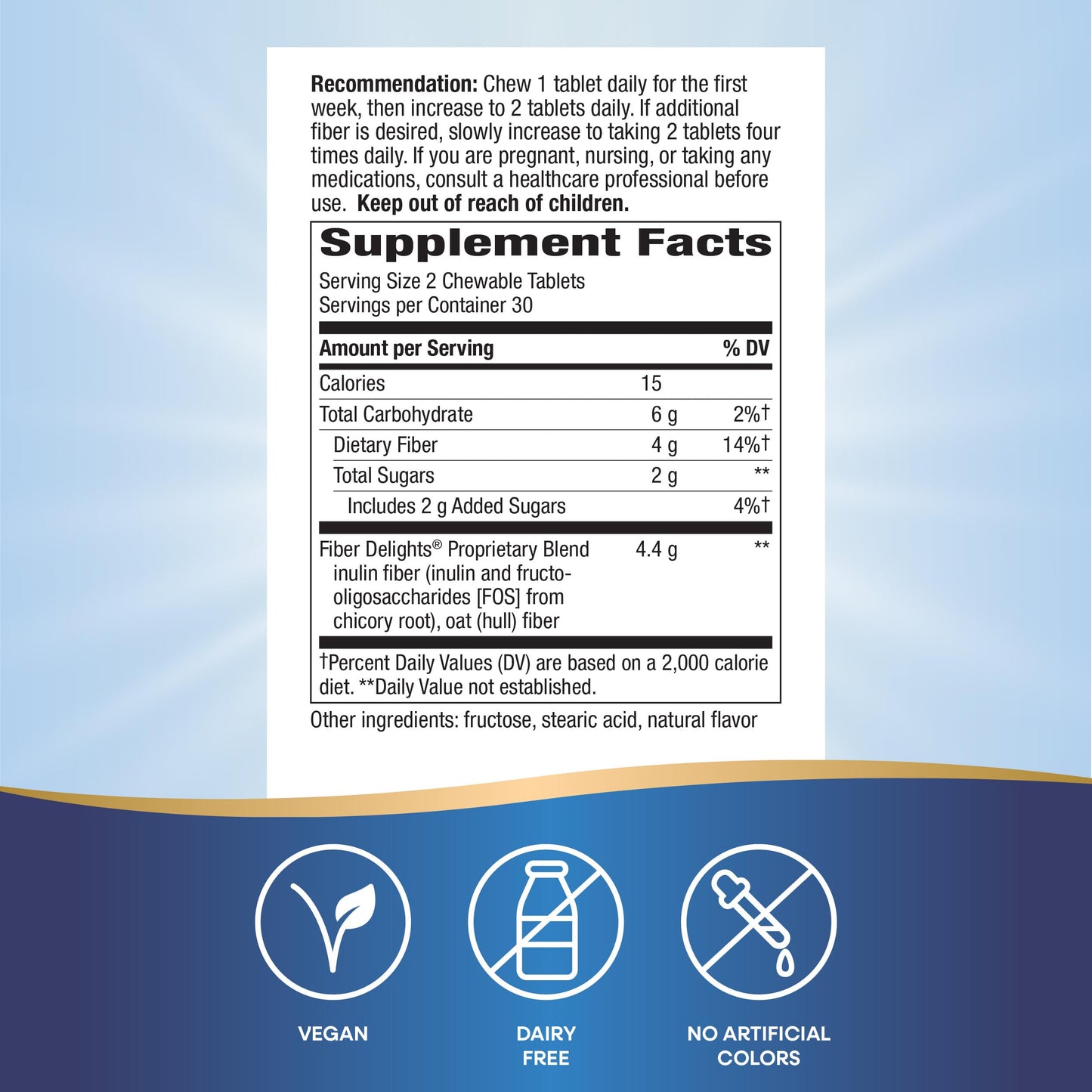 Nature's Way Fiber Delights Daily Fiber for Regularity*, Vanilla Flavored, 60 Chewable Tablets