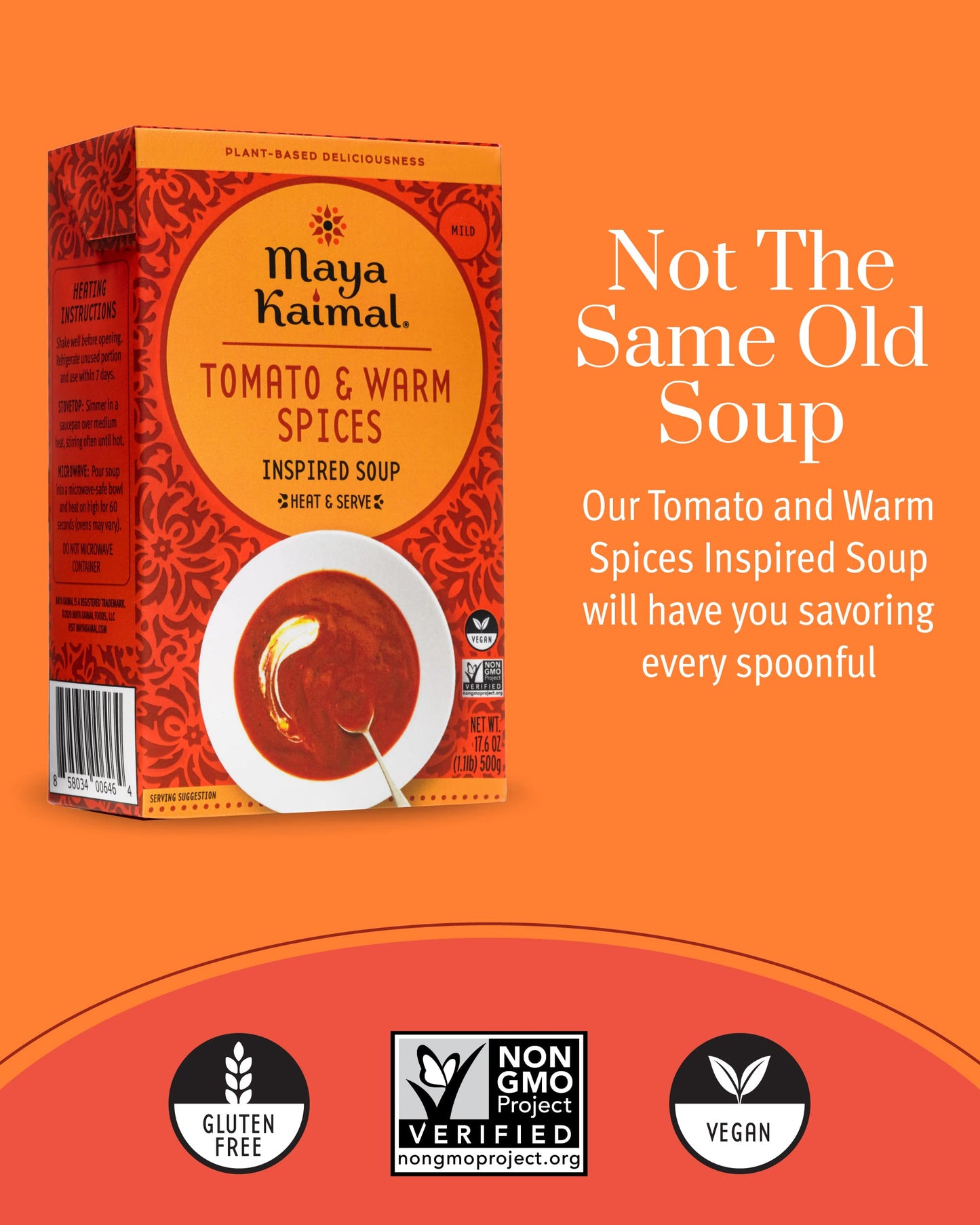 Maya Kaimal Foods Inspired Soup 176oz Pack of 4  Tomato Soup wMild Warm Spices  Heat and Eat Meals  Vegan GlutenFree  NonGMO Package Soups Ready to Eat