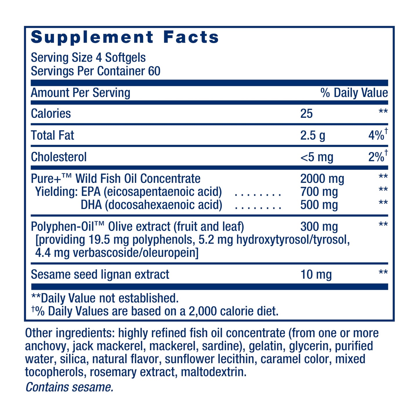 Life Extension Super Omega-3 EPA/DHA Fish Oil, Sesame Lignans & Olive Extract - Heart Health, Brain Health, Inflammation Health Support, Gluten-Free, Easy to Swallow, Non-GMO, 240 Softgels