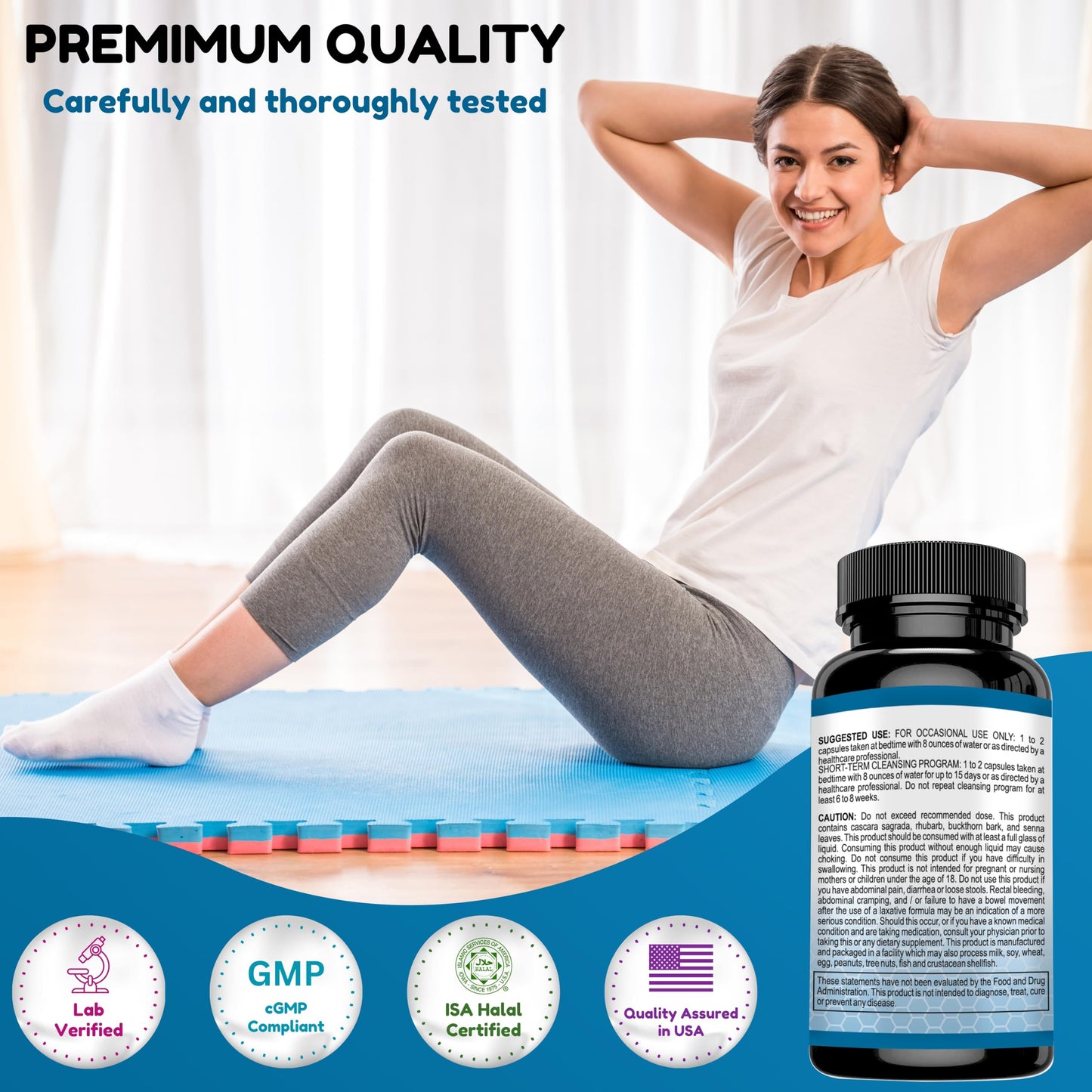 SHIFAA NUTRITION Premium Colon Cleanse & Herbal Detox Pills | 2x15 Days Supply | with Probiotics, Fennel Seed, Cascara Sagrada & Ginger Root Halal Vitamins