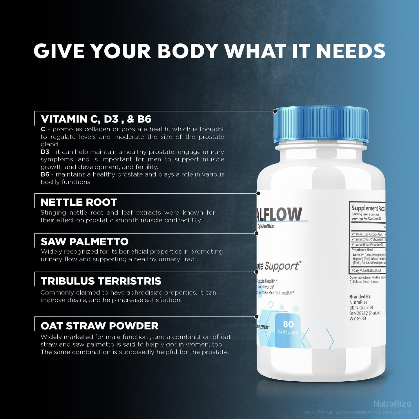 VitalFlow Capsules, VitalFlow Advanced Prostate Support Formula, Official All-Natural Formula to Regain Control, Max Strength Pills to Support Overall Health, Vital Flow Reviews (60 Capsules)