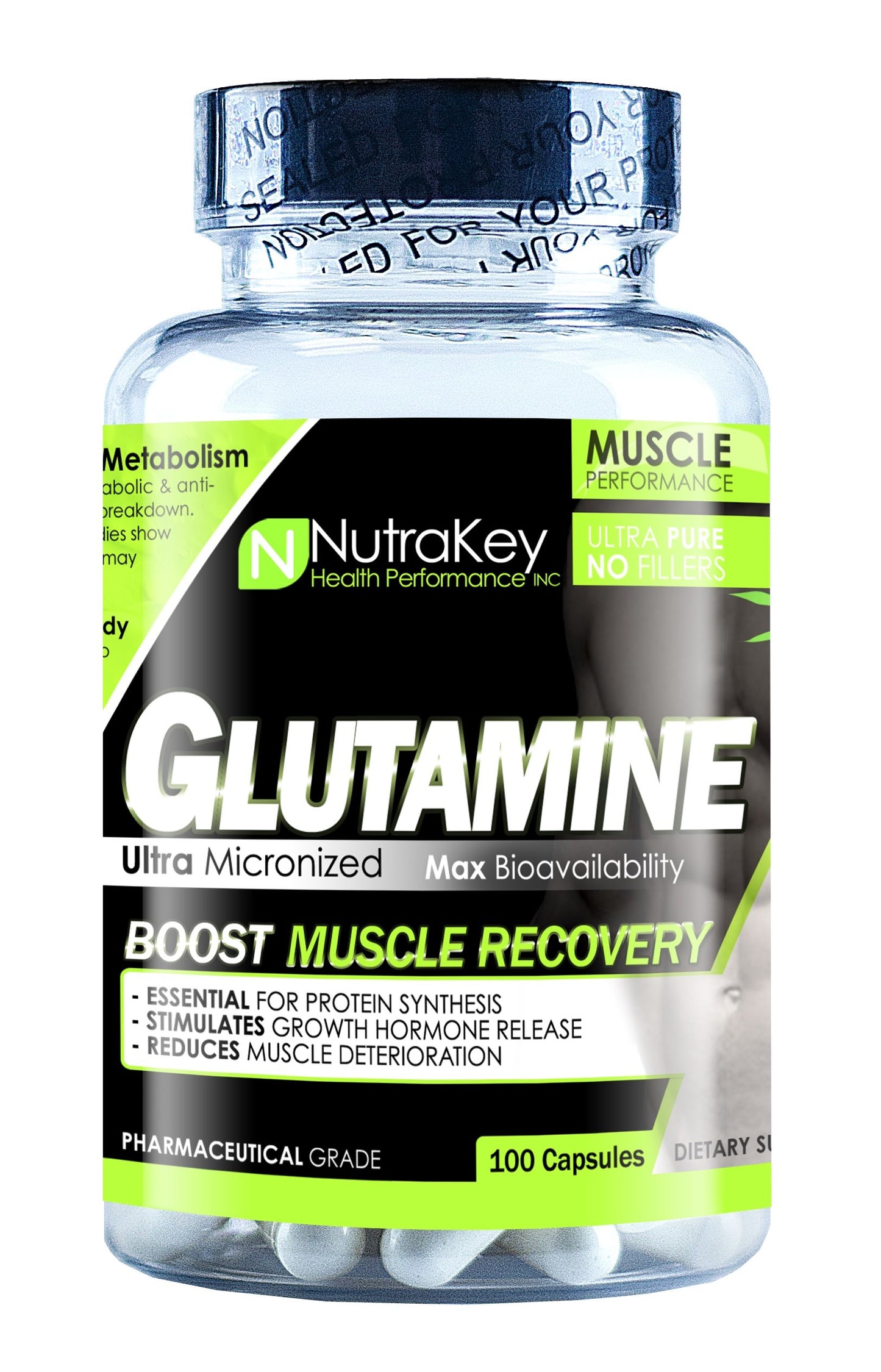 NutraKey Glutamine 900mg, 100 Count