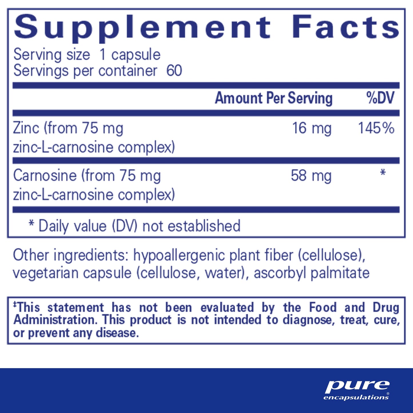 Pure Encapsulations Peptic-Care - Zinc-L-Carnosine - Gut Health & Antioxidant Supplement - Supports Gastric Health* - Vegan & Gluten-Free - 60 Capsules