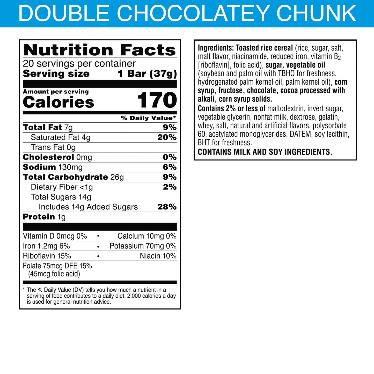 Rice Krispies Treats Marshmallow Snack Bars Kids Snacks School Lunch Double Chocolatey Chunk 26oz Box 20 Bars