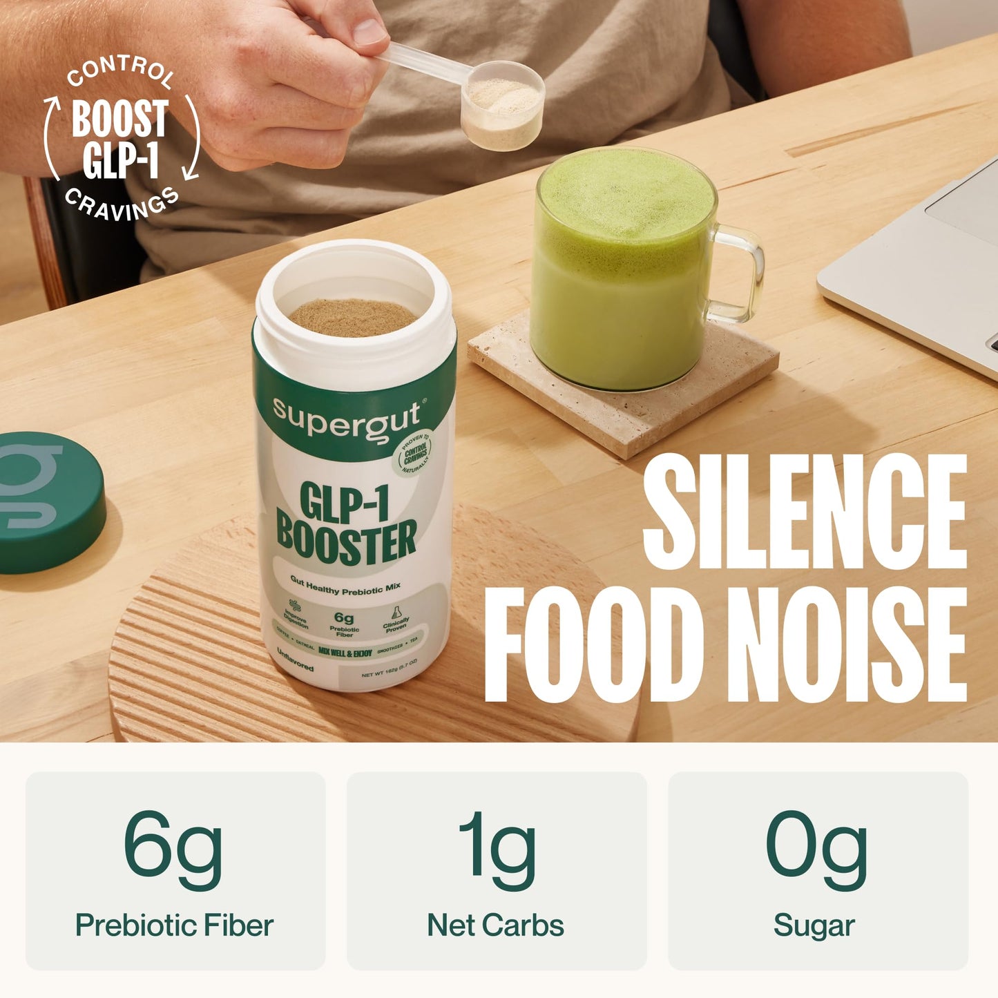 Supergut Gut Healthy GLP-1 Booster - High Fiber GLP-1 Supplement Powder for Women & Men - Sugar-Free Drink Mix for Gut Health (20 Servings)