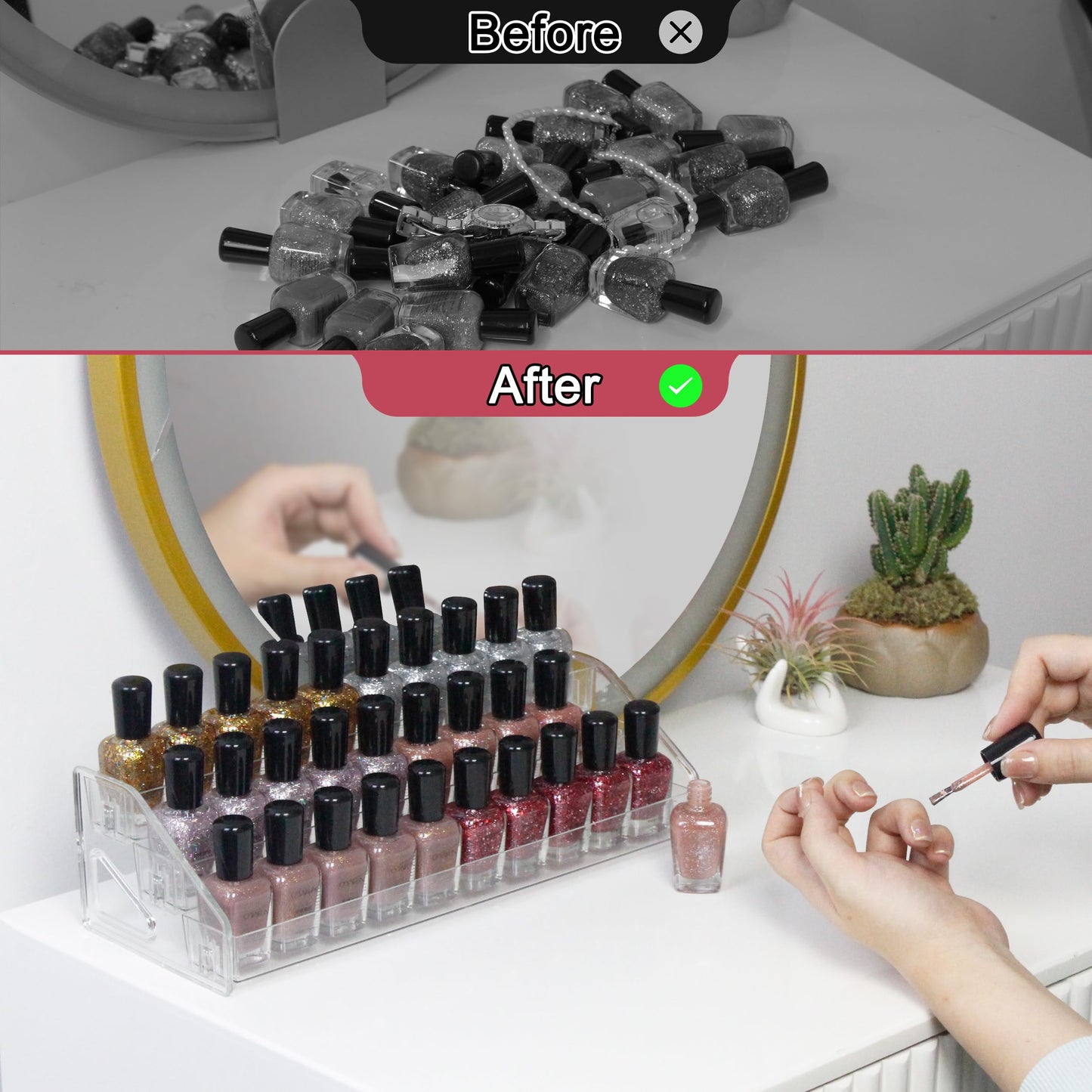 DTXIAQIAO 7-Tier Clear Acrylic Nail Polish Organizer, Holds 56-112 Bottles, Multi-Purpose Display for Nail Polish, Sunglasses, Essential Oils and Cosmetics