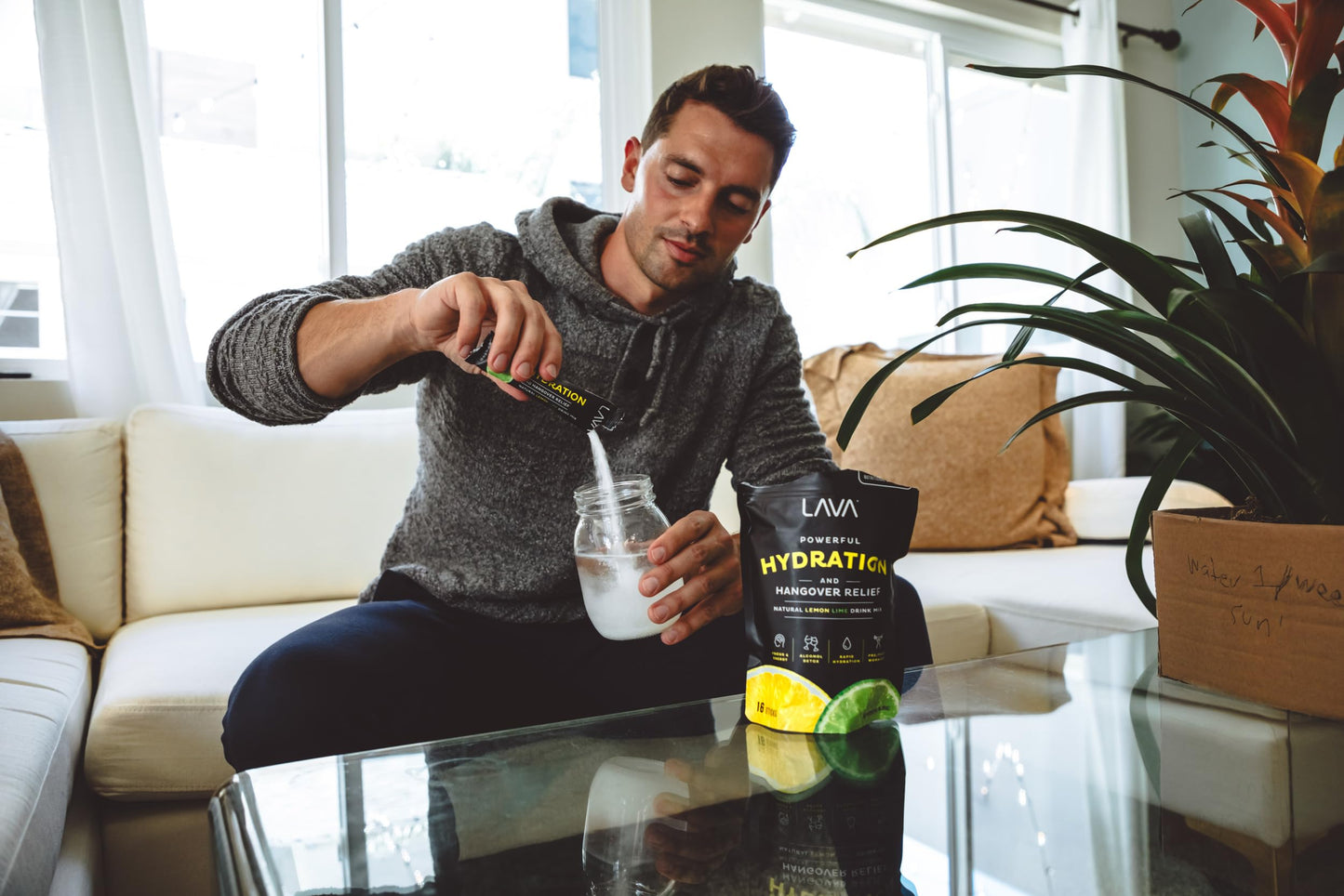 LAVA Morning Recovery | Electrolyte Powder Drink Mix | Lemon Lime Hydration Powder Packets | Low Sugar, Gluten Free, Non-GMO | 16 Sticks