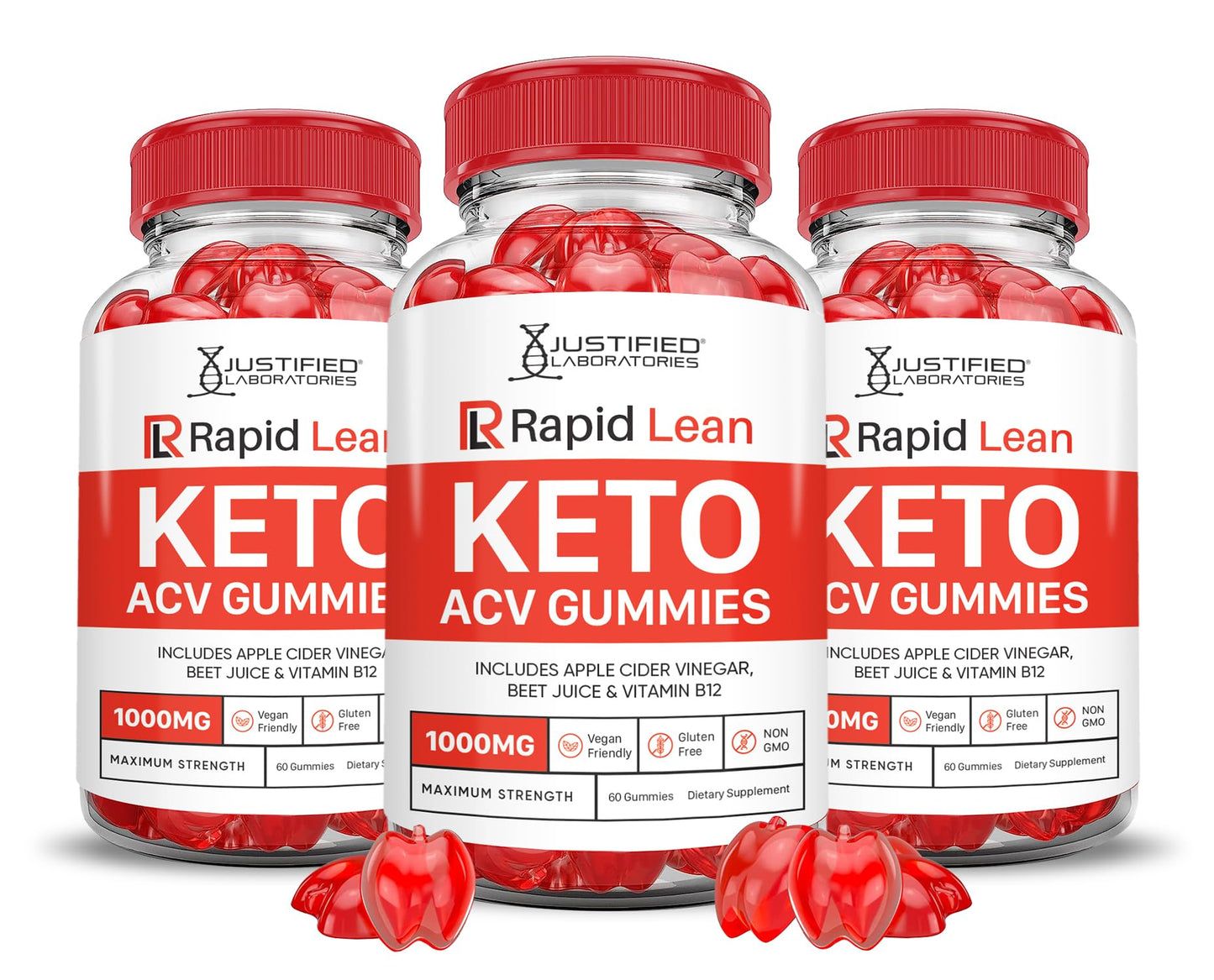 (3 Pack) Rapid Lean Keto ACV Gummies Advanced Formula 1000MG Rapid Lean Keto Gummies Apple Cider Vinegar Formulated with Pomegranate Beet Juice Powder B12 Vegan Non GMO 180 Gummys