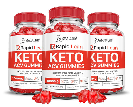 (3 Pack) Rapid Lean Keto ACV Gummies Advanced Formula 1000MG Rapid Lean Keto Gummies Apple Cider Vinegar Formulated with Pomegranate Beet Juice Powder B12 Vegan Non GMO 180 Gummys
