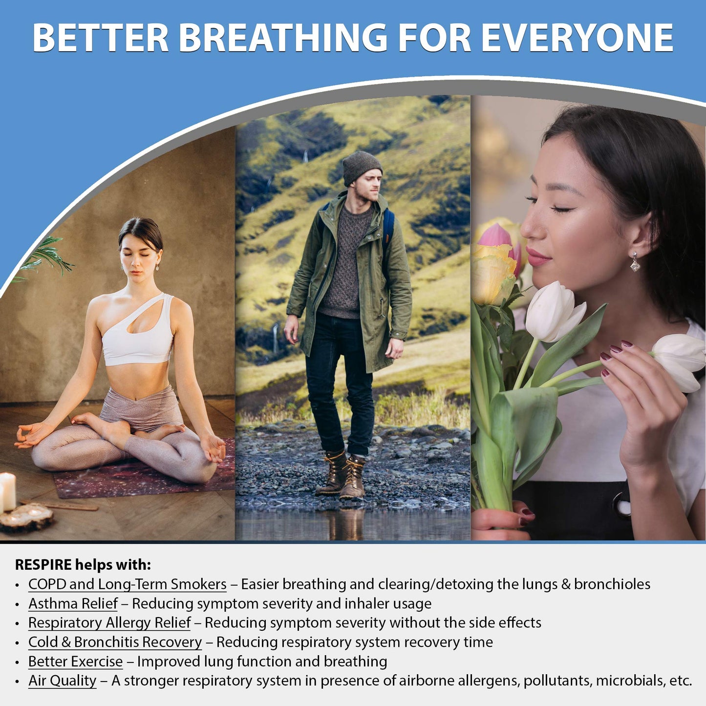 Revolution Science Respire Lung Support Supplement - Lung Cleanse & Lung Detox, Lung Health Formula with Quercetin, Bromelain & Butterbur for Clear Lungs, Breathing & Bronchial Support - 60 Capsules