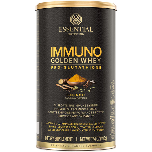 Essential Nutrition - Immuno Whey - Hydrolyzed Whey Protein Powder, Whey Protein Isolate, 18g Protein Per Serving, Amino Acids, Glutathione Production - Turmeric Extract - Golden Milk - 17.4oz