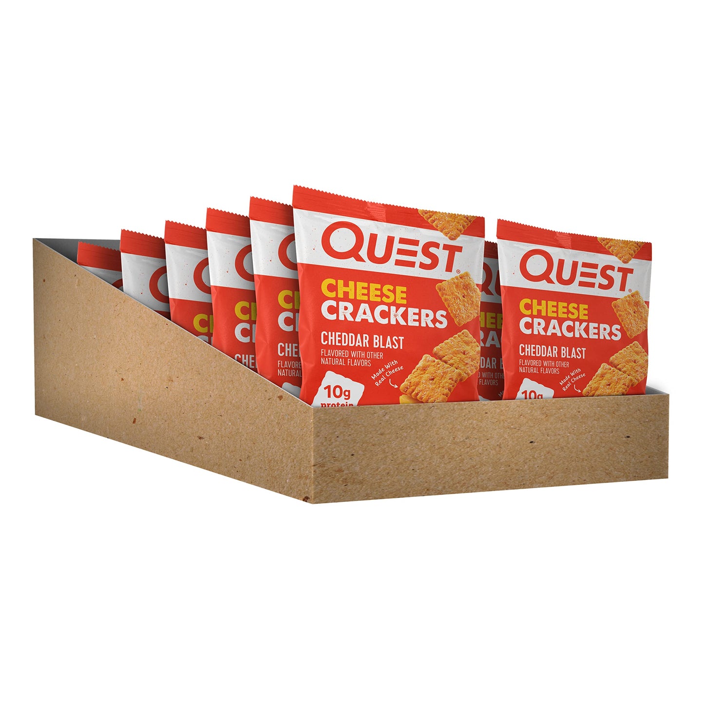 Quest Nutrition Cheese Crackers, Cheddar Blast, 10g Protein, 5g Net Carbs, 1g Sugar, Made with Real Cheese, 12 Packs (1.06 oz bags)