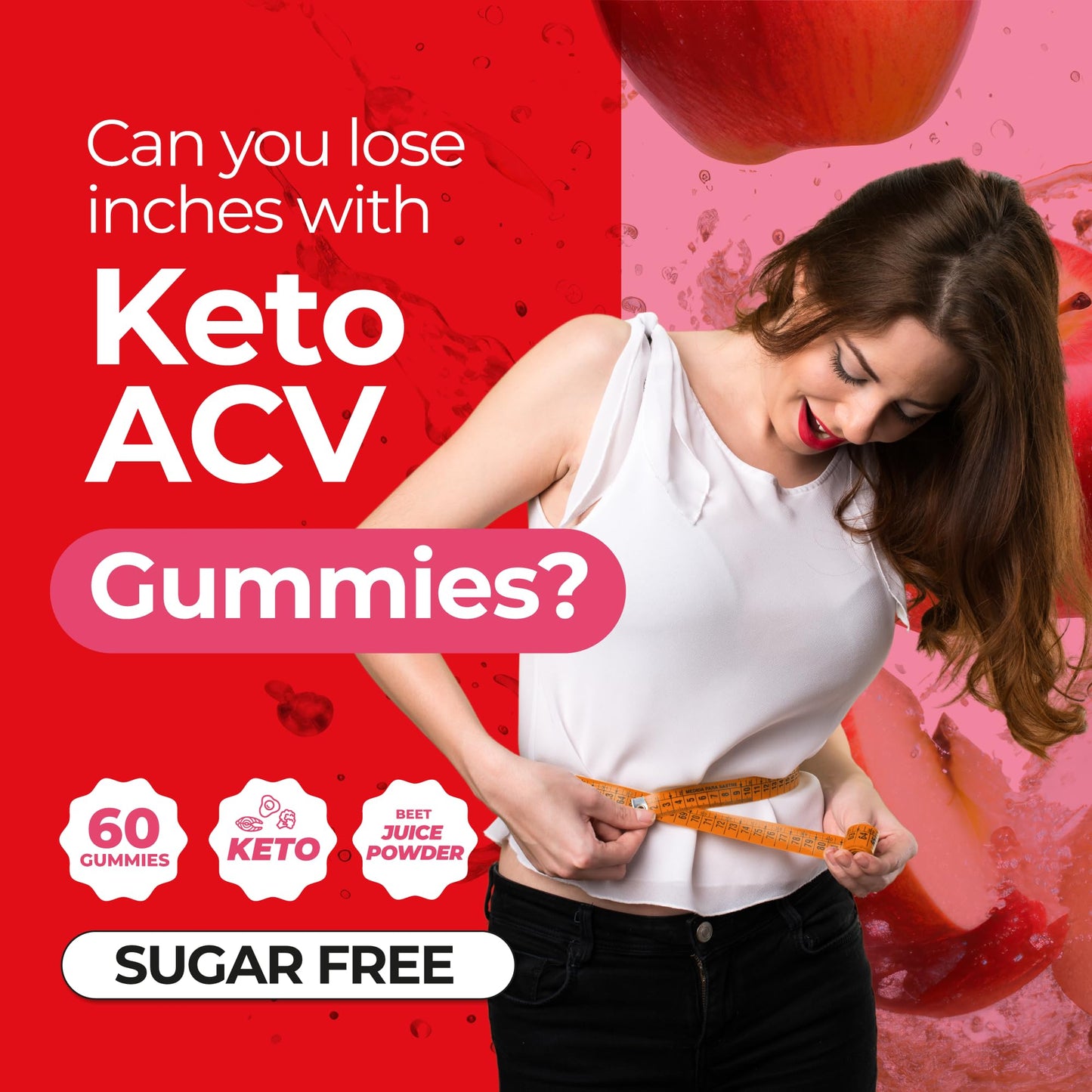 Zenzsual Apple Cider Vinegar Gummies - Digestive, Metabolism and Immune Health Support, Boost Energy - ACV Gummies with VIT B12, Beetroot & Pomegranate - Gelatin and Gluten Free (60 Gummies)