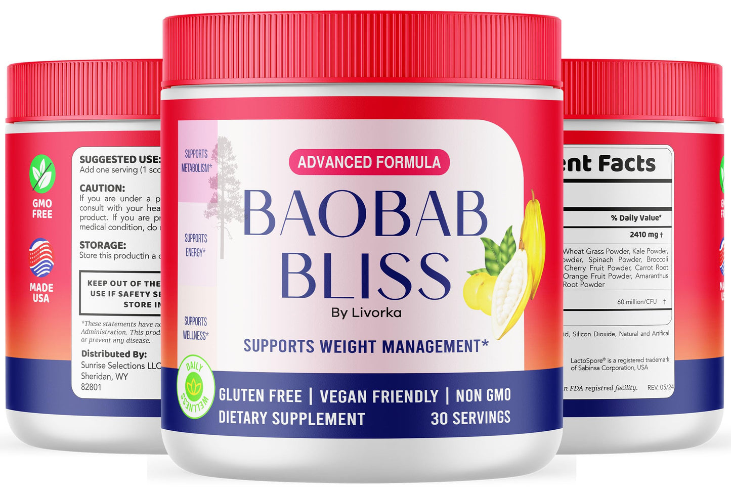 (2 Pack) Baobab Bliss Powder, Baobab Bliss Organic Powder, Baobab Bliss Powder All Natural Fiber Supplement, Baobab Bliss Fruit Powder, Baobab Bliss Powder Organic Review, 60 Servings For 2 Months