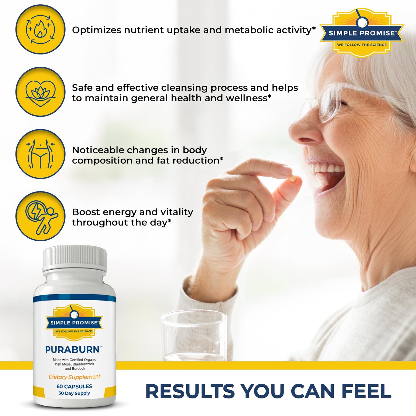 Simple Promise PuraBurn™ - Herbal Wellness Supplement with Organic Irish Sea Moss, Bladderwrack & Burdock Root - Supports Digestive Health & Nutrient Absorption - 60 Capsules
