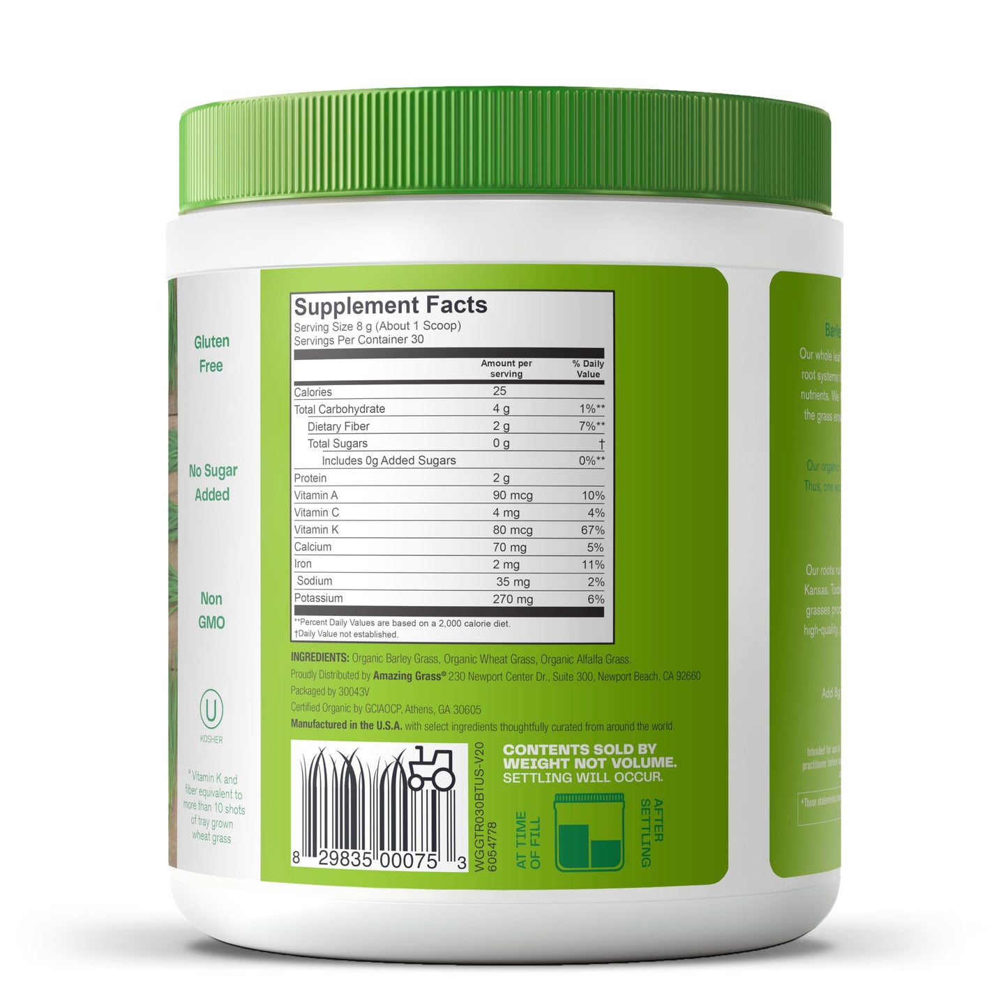 Amazing Grass Greens Trio: Greens Powder with Wheatgrass, Alfalfa, & Barley Grass, Rich Source of Chlorophyll, 30 Servings