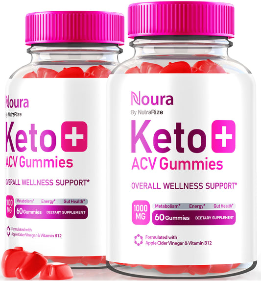 NutraRize (Pack of 2 Noura Keto + ACV Gummies, Official Keto Supplement, All Natural Keto Plus ACV, Apple Cider Vinegar Keto Reviews (120 Gummies)
